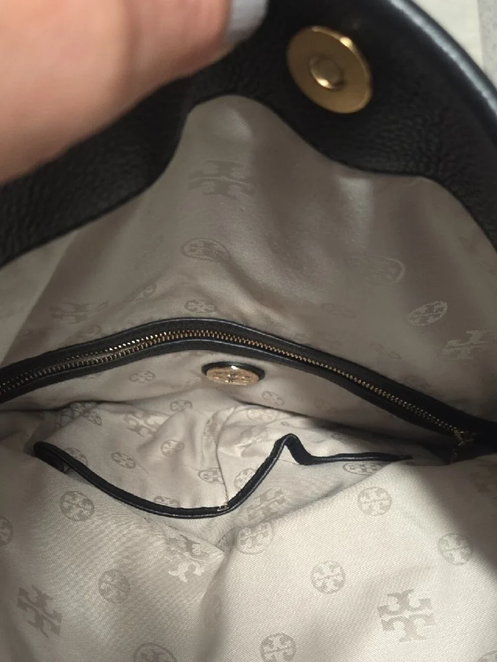 Tory Burch Black Leather Crossbody with Gold Logo Medallion